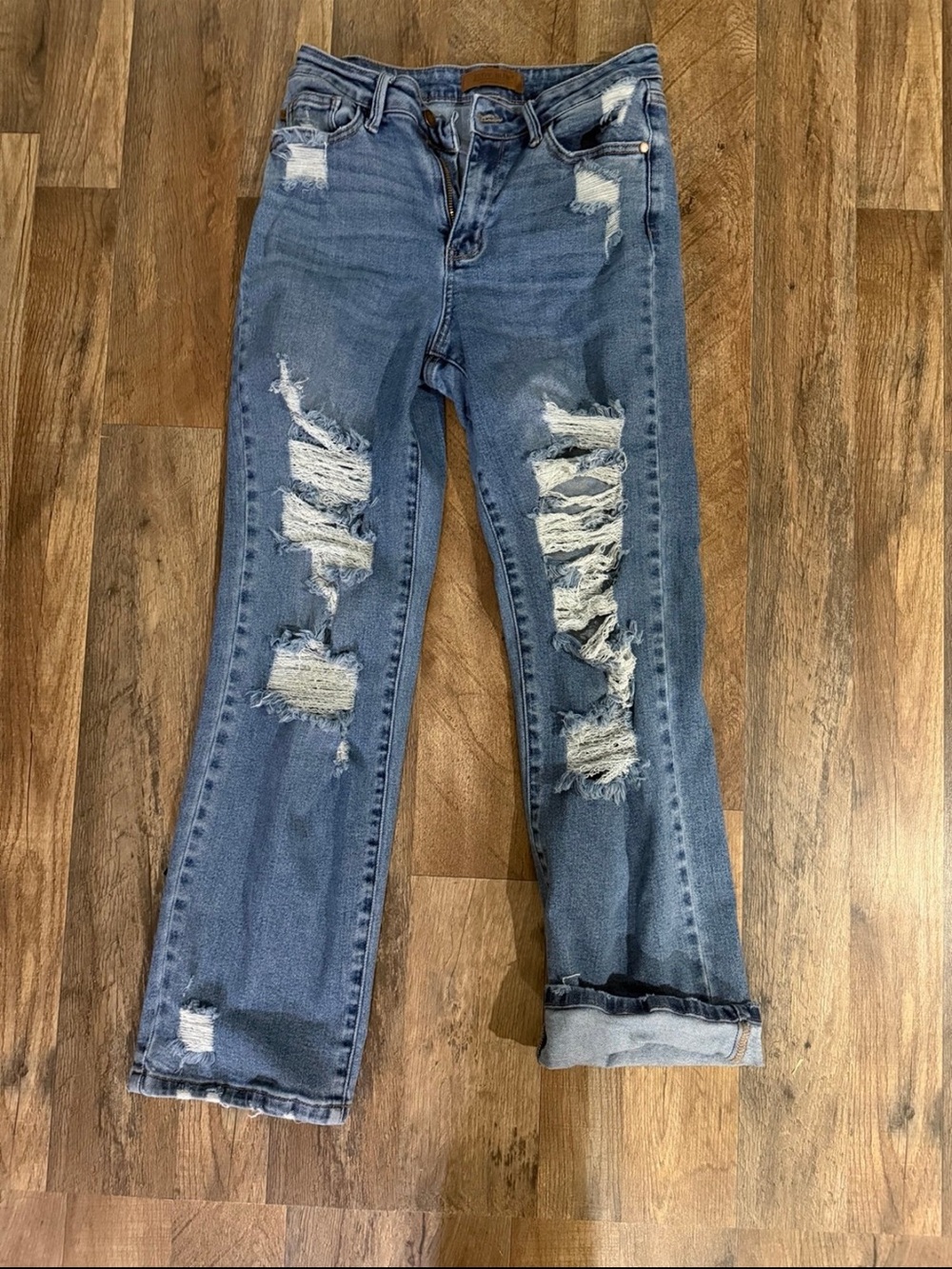 Judy Blue Light Blue Distressed Boyfriend Jeans